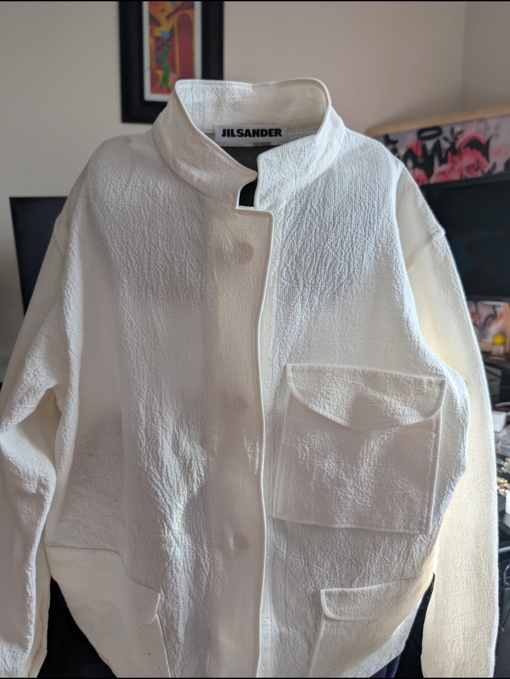 Jil Sander Off-White Textured Utility Jacket - Picture 2 of 6